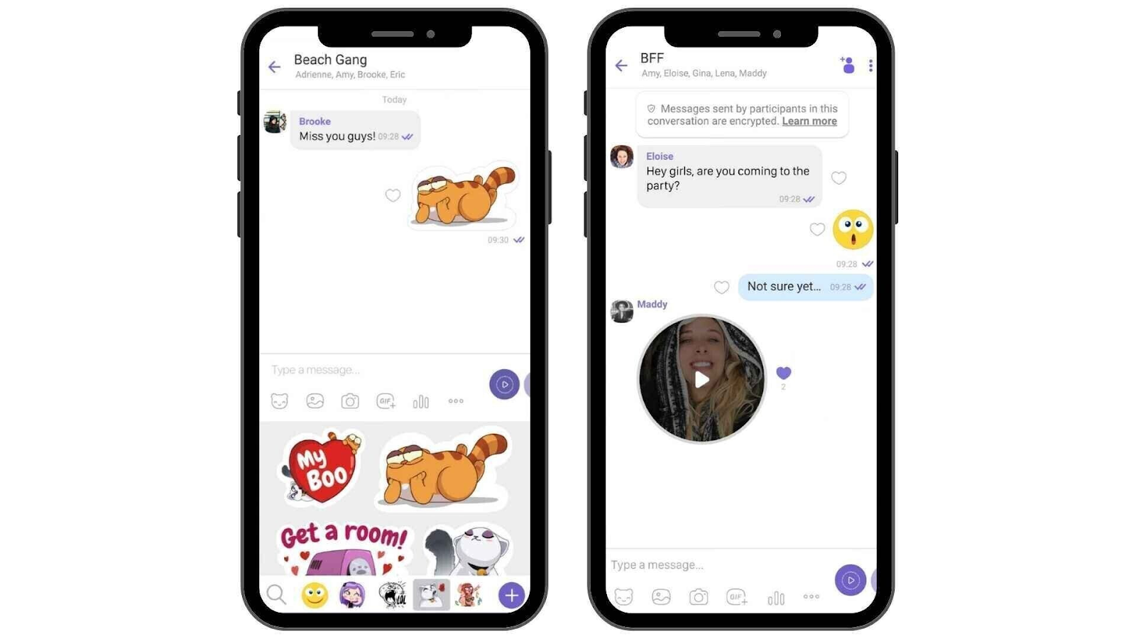 mobile app idiosyncratic    interface shows video messaging, substance   messaging, and stickers