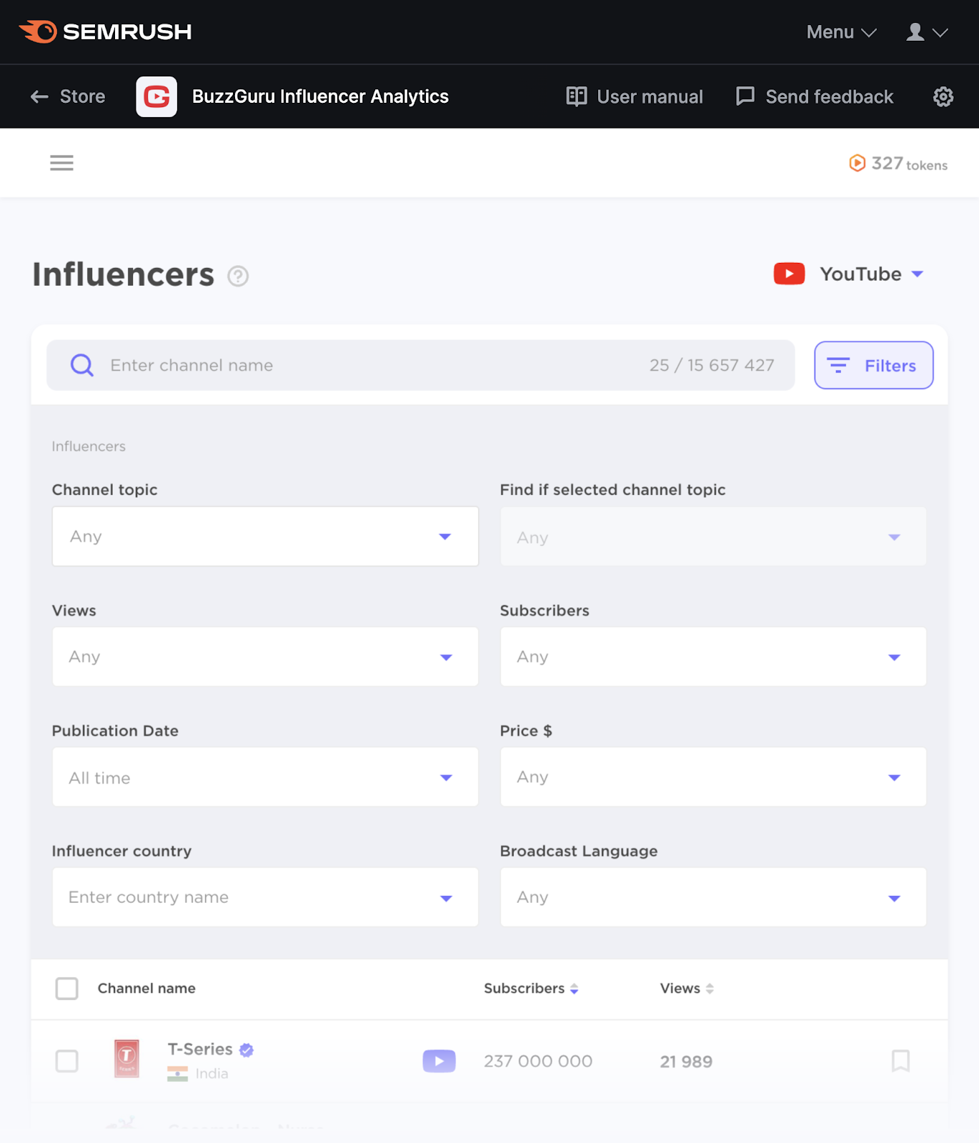 BuzzGuru Influencer Analytics overview