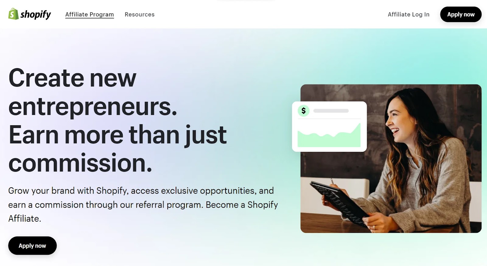 Shopify Affiliate Program landing page