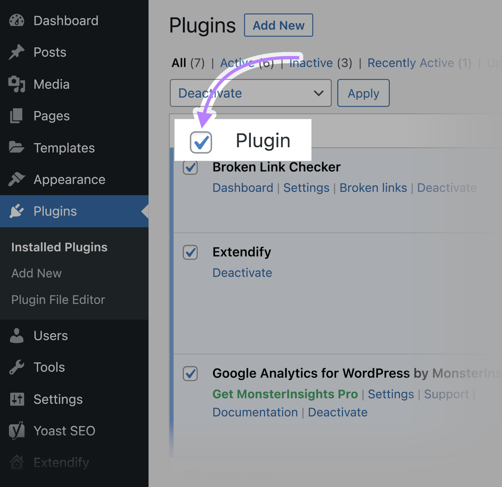 Plugin box checked