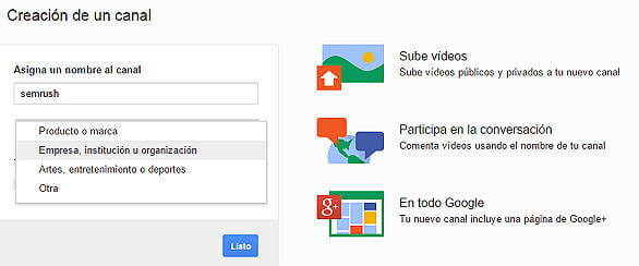 Crear canal Youtube - Crear canal empresa