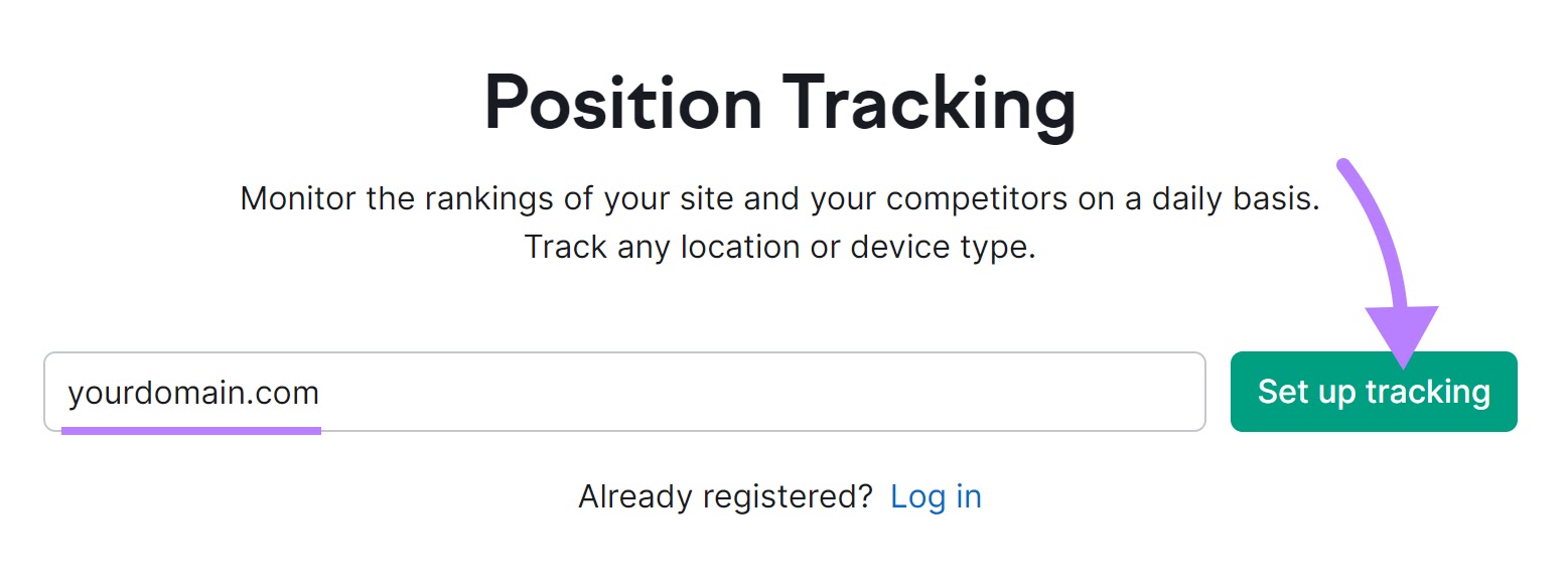 Entering a domain into Position Tracking tool