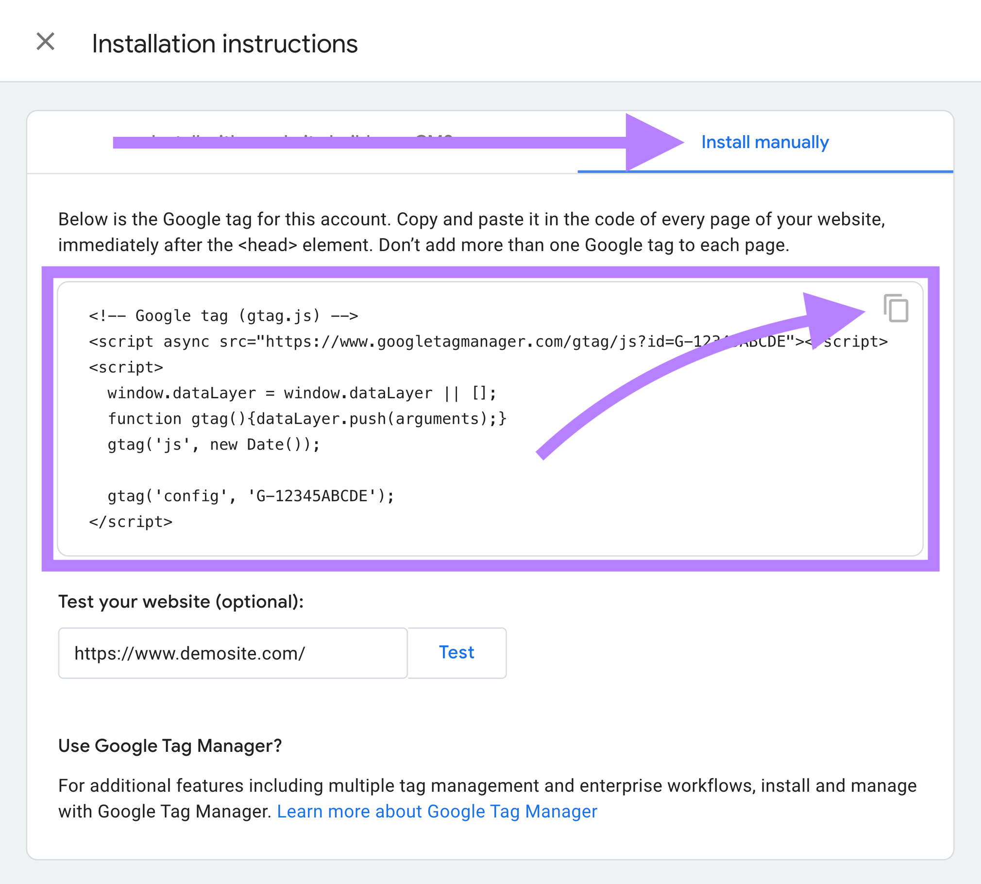 click connected  instal  manually