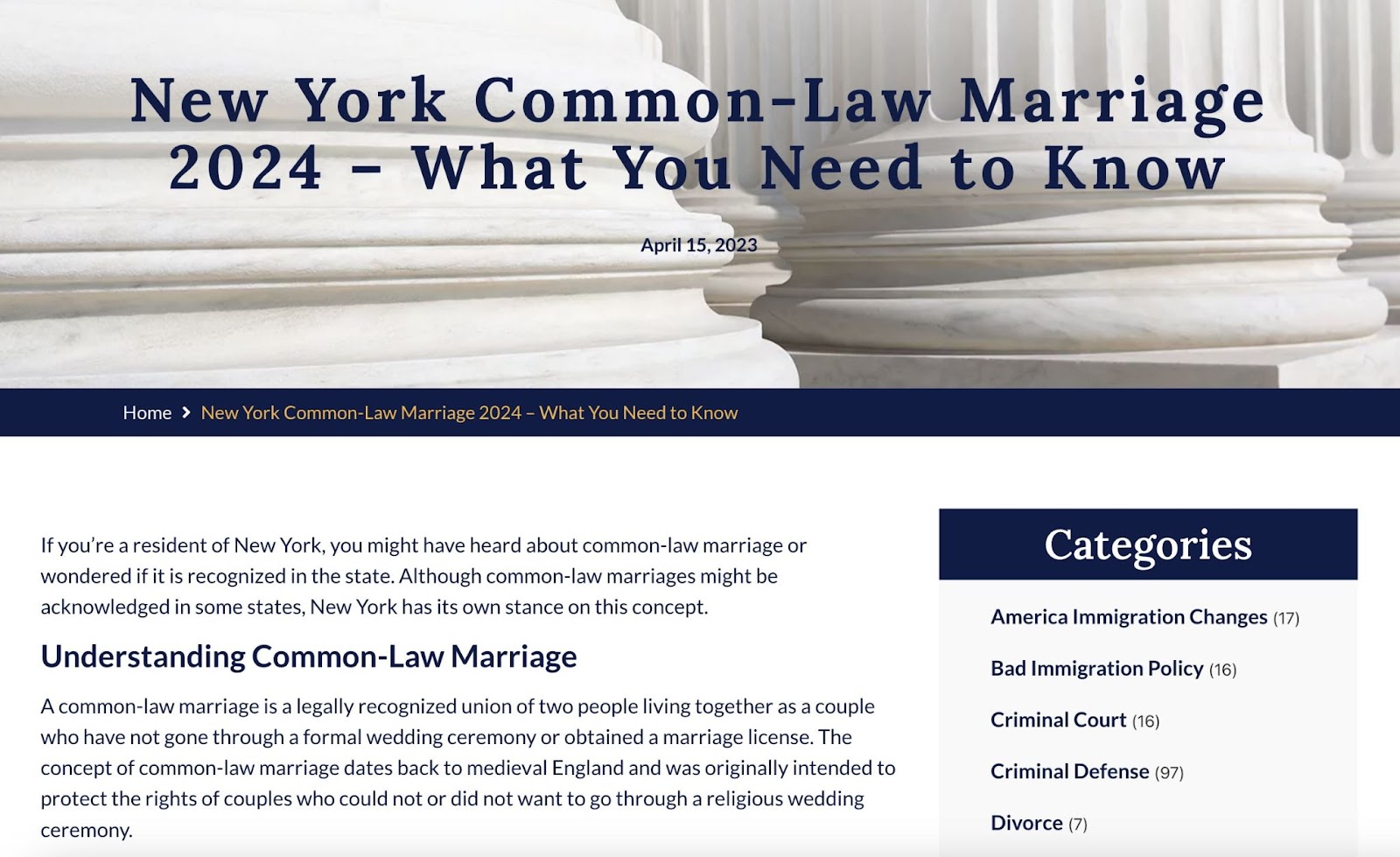 Blog post about common law marriage in New York