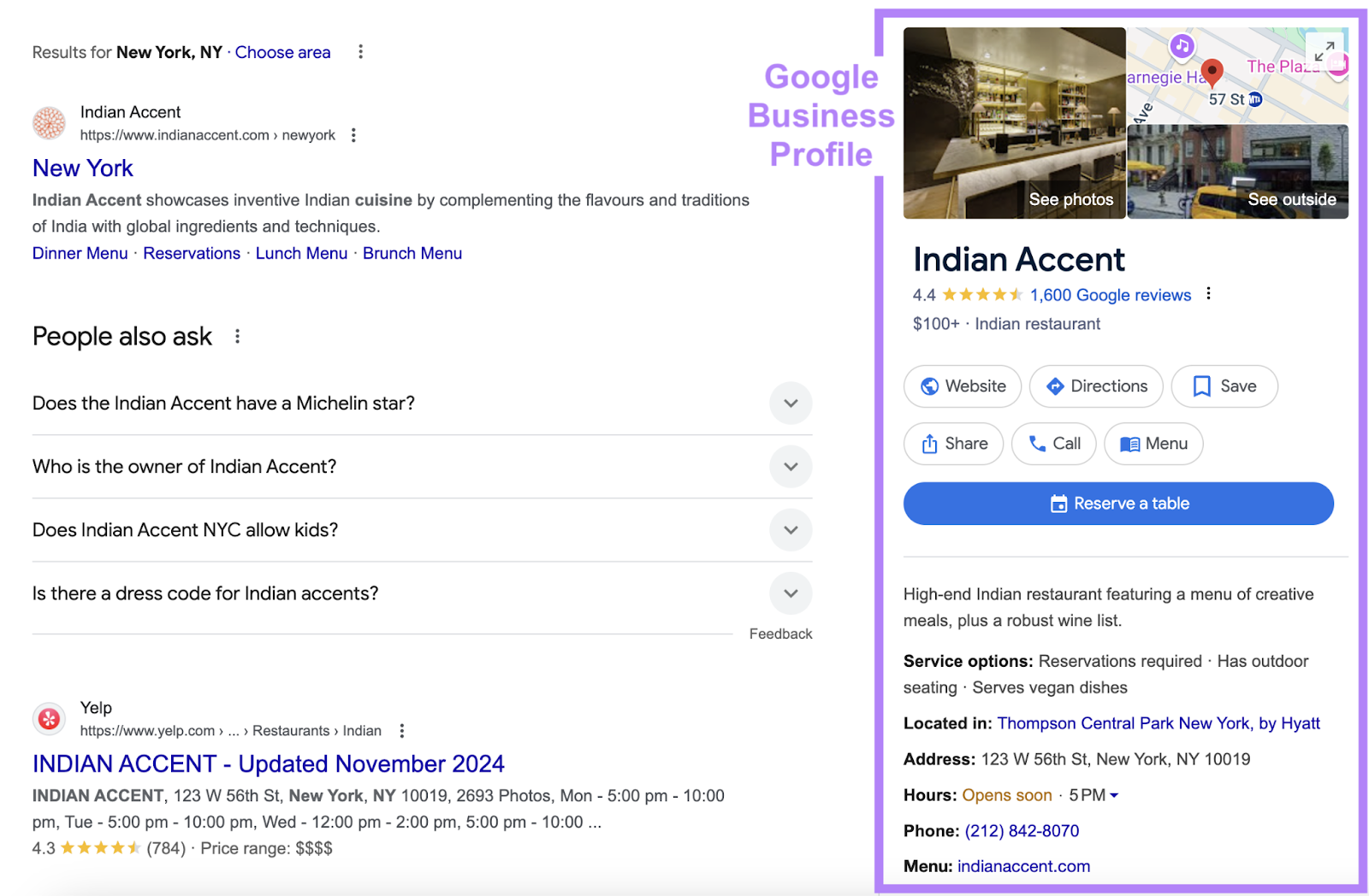 google business profile highlighted in the serp