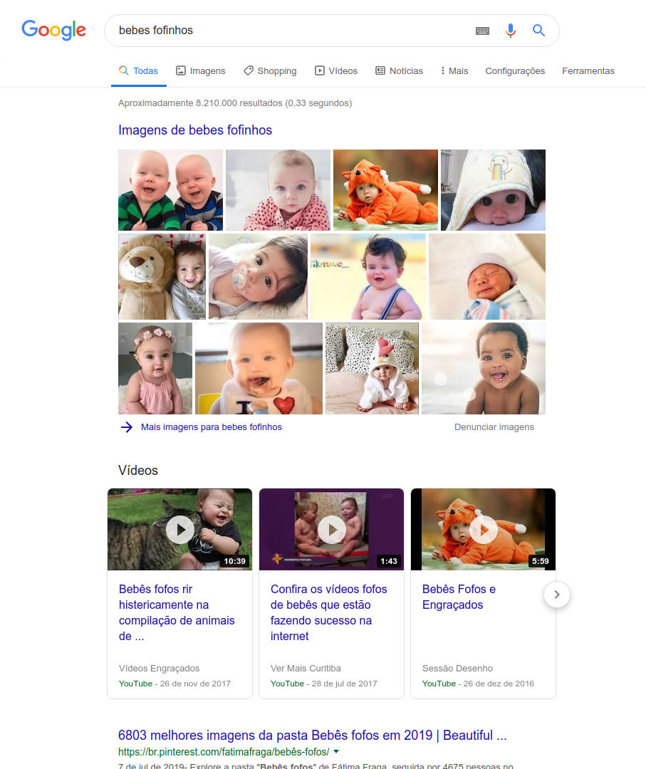 Resultados de busca do Google palavra-chave bebes fofinhos