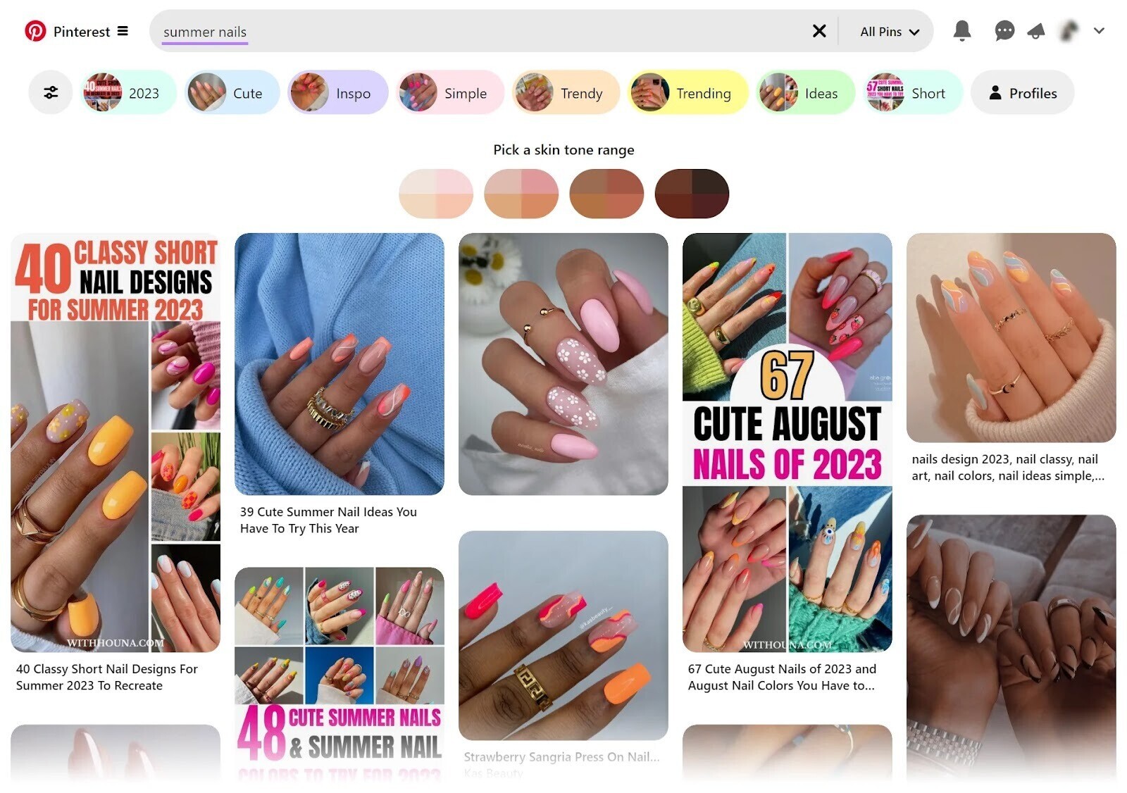 Pinterest search results for “summer nails”