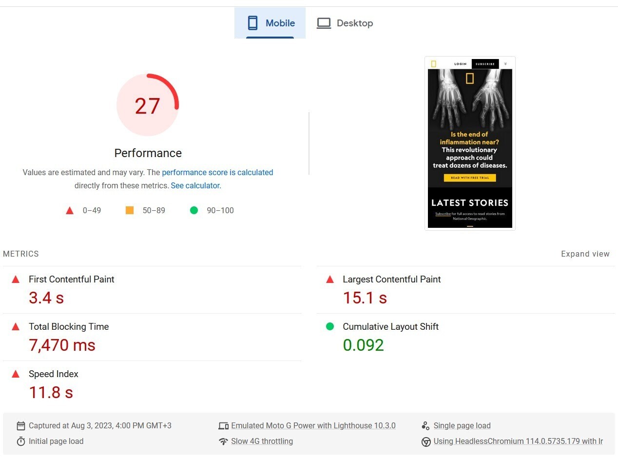 an example of site s،d audit results in Google’s PageS،d Insights