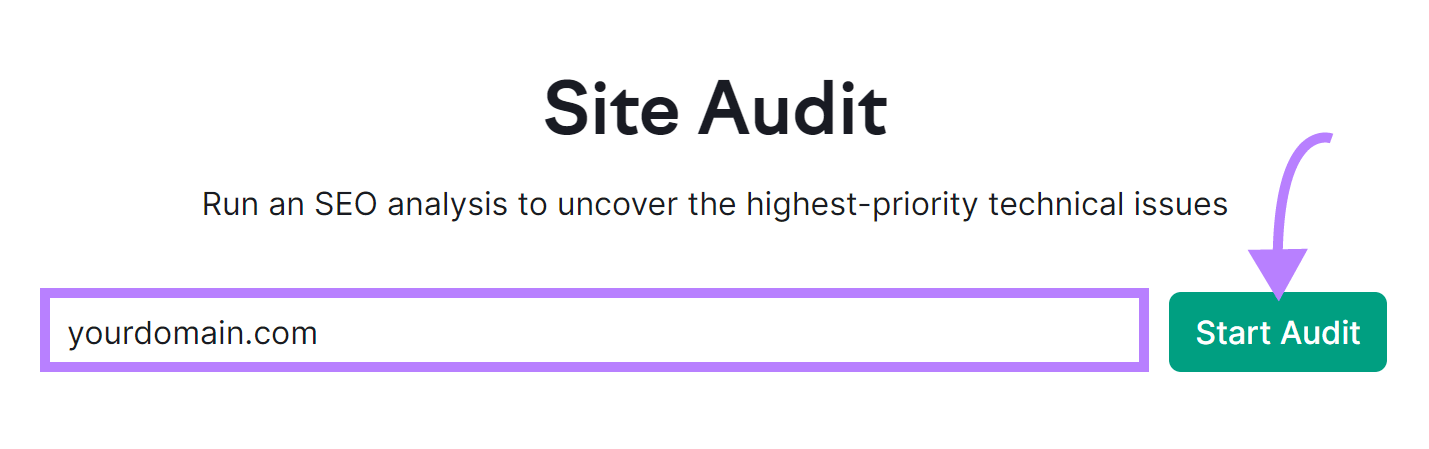 Site Audit domain selection interface.