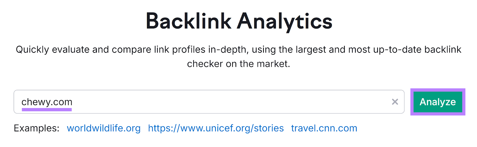 Backlink Analytics instrumentality   commencement  with domain entered and Analyze fastener  highlighted