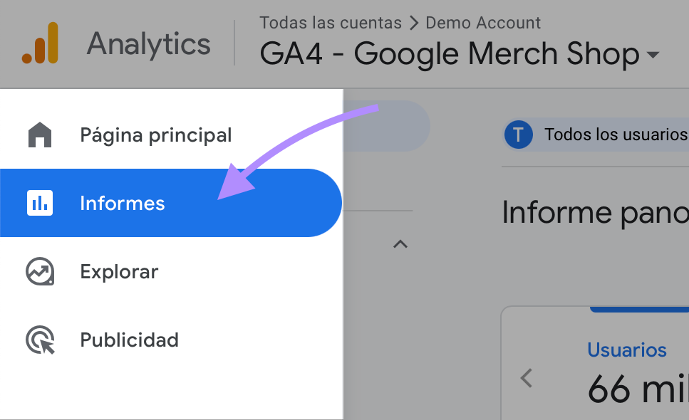 Encontrar datos en GA4