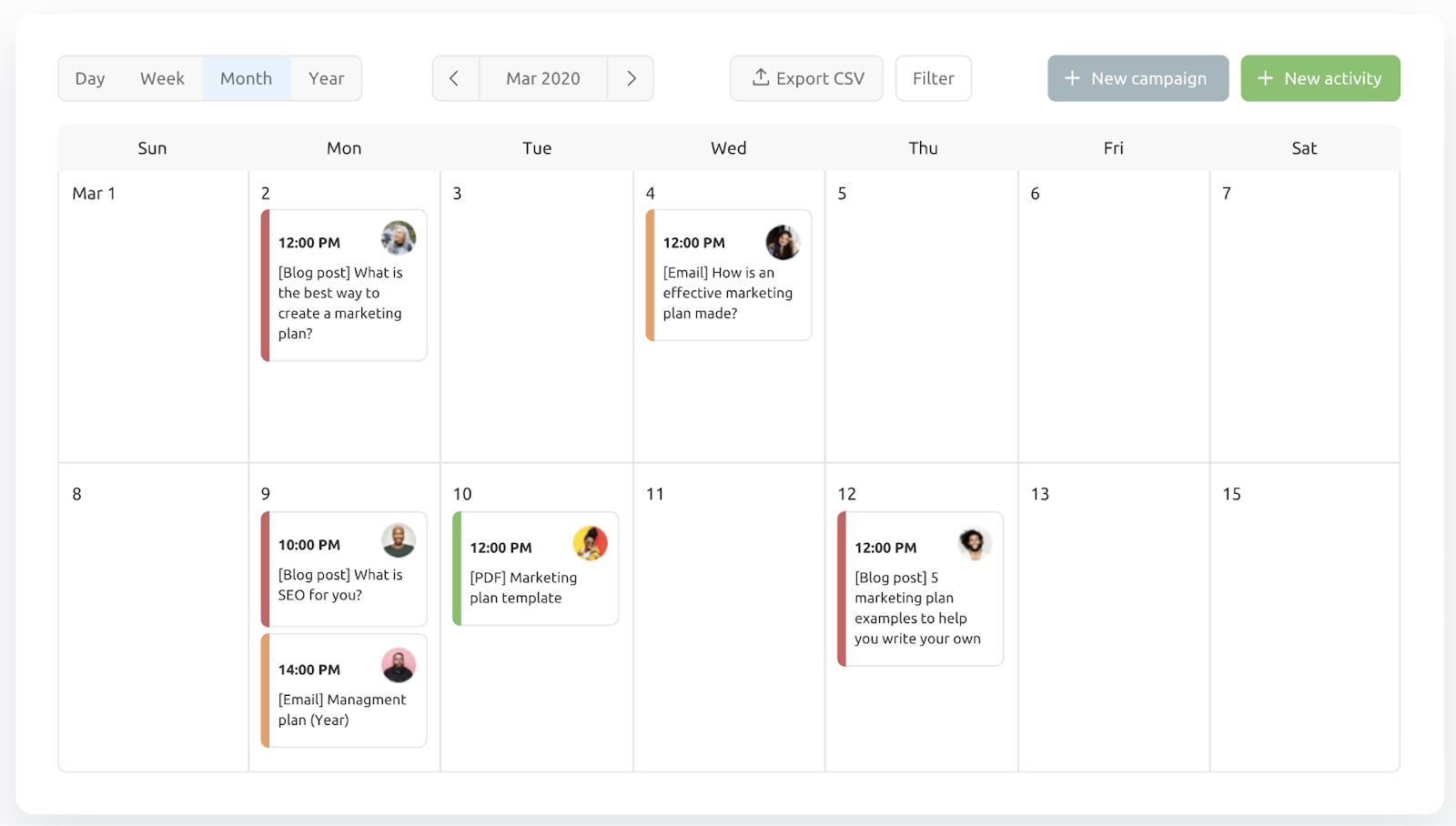 Marketing Calendar tool