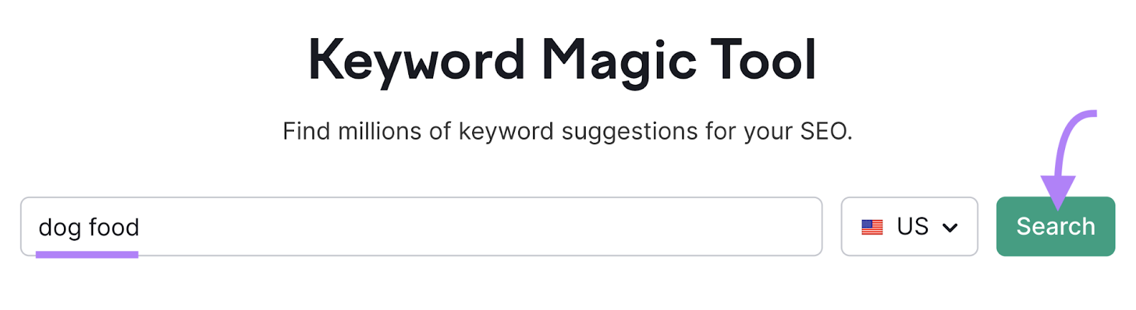 search for " food" in Keyword Magic Tool