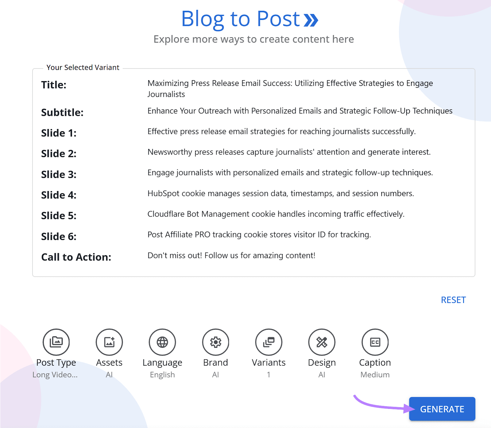 a station  example, generated from a blog successful  AI Social Content Generator