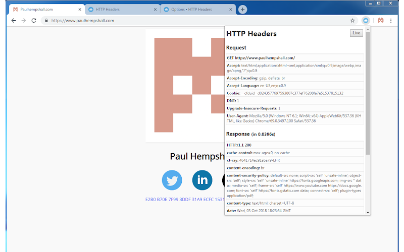 http headers chrome extension shows the request and response for a webpage