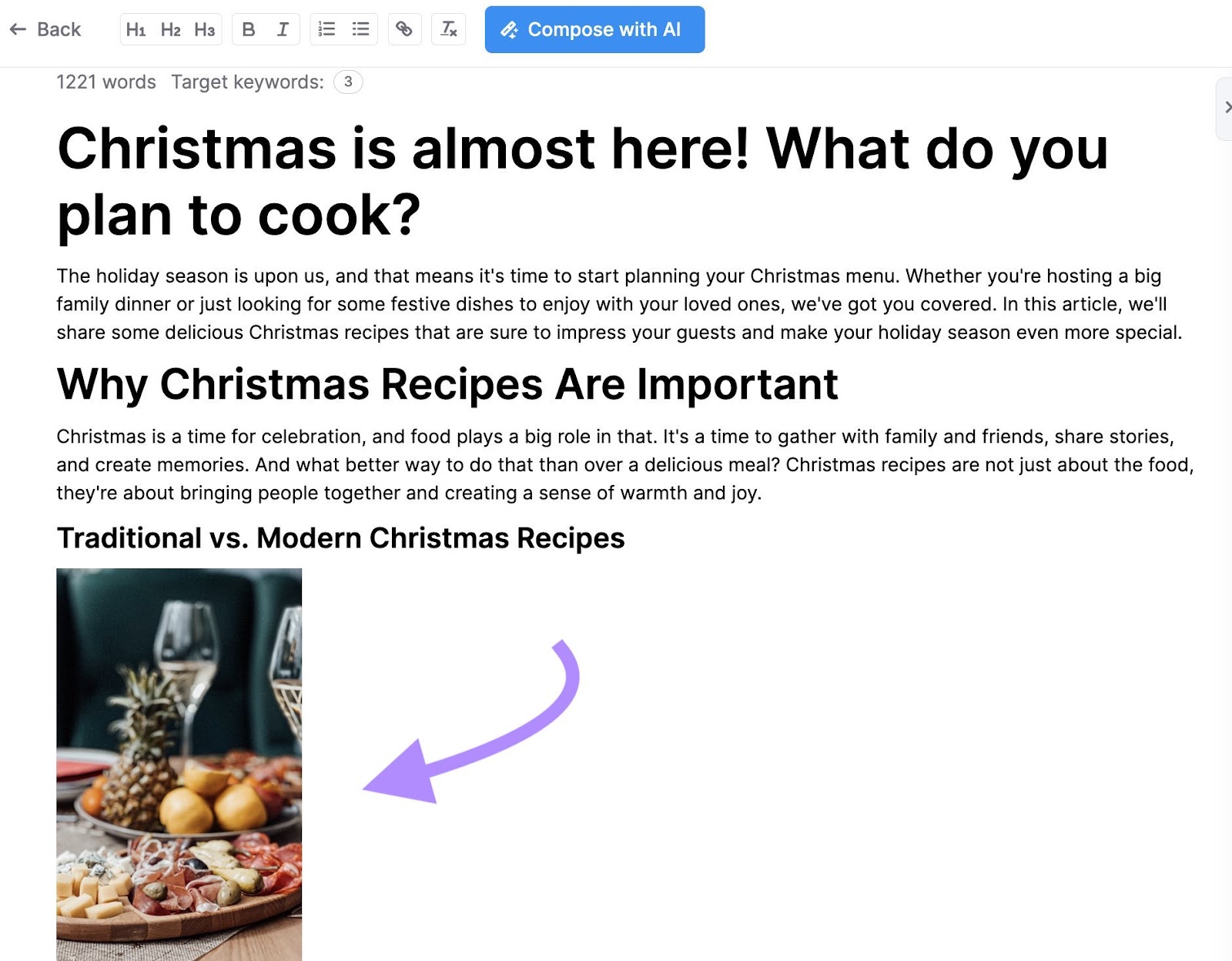 ContentShake AI-generated article on "Christmas is almost here! What do you plan to cook?"