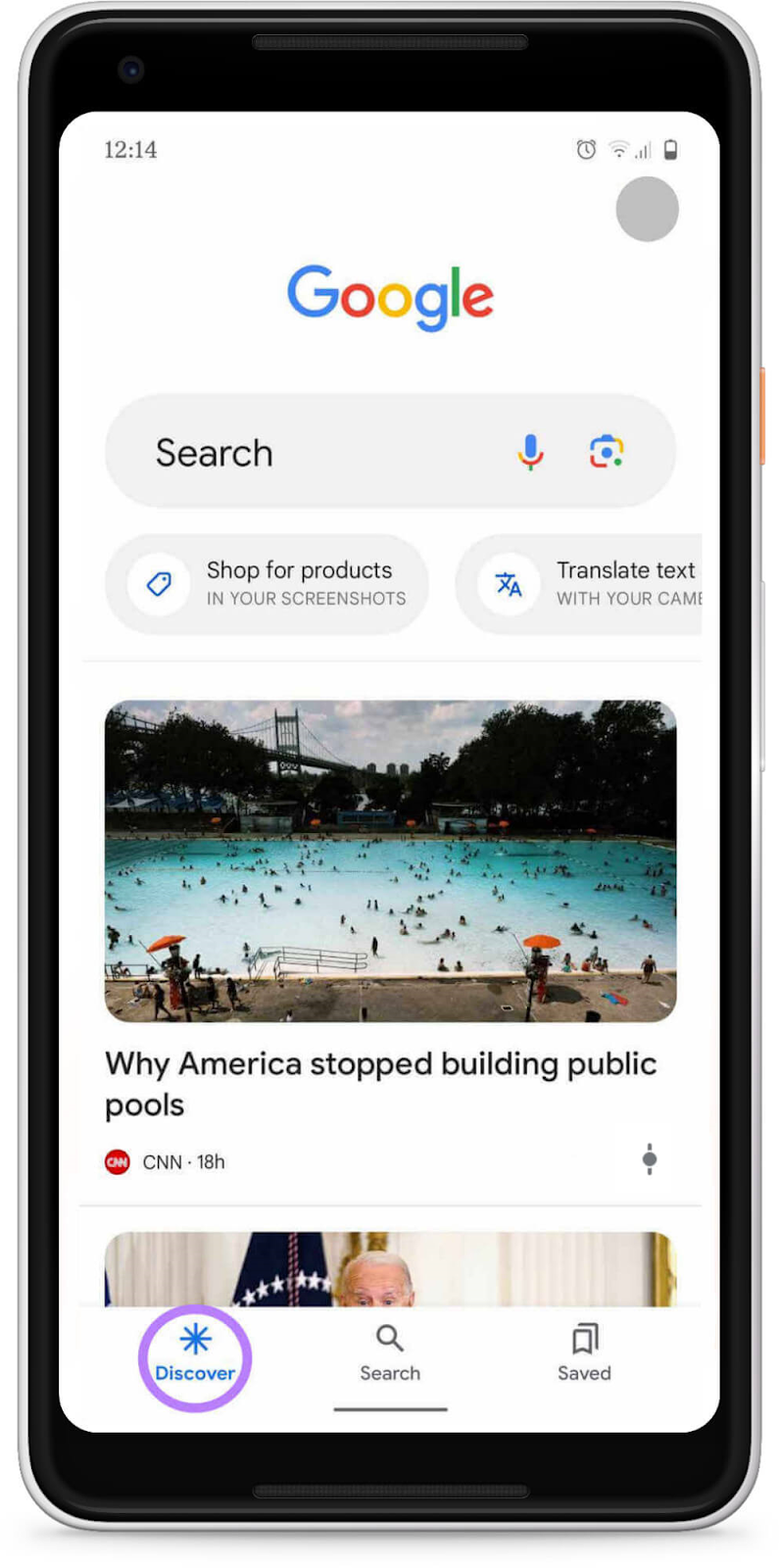 Google Discover the mobile version of Google Chrome