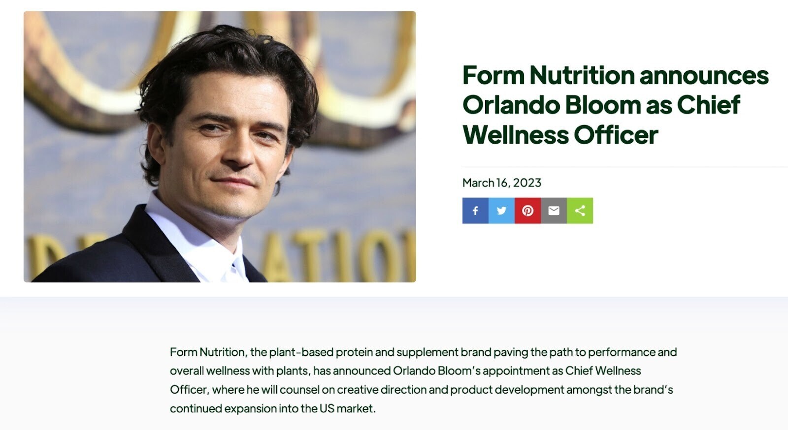 Press release from Form Nutrition, published on The Future of Protein Production