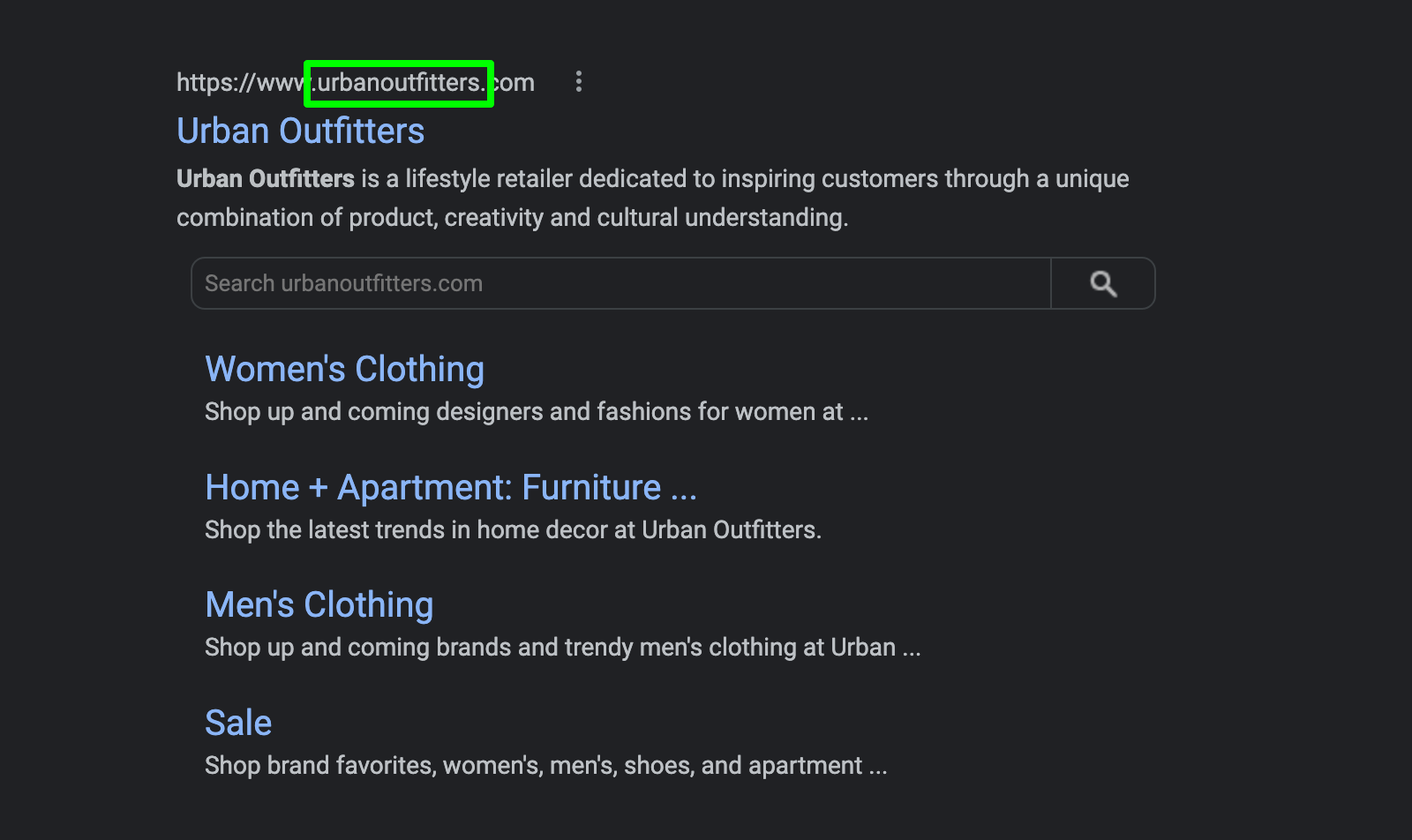 The domain sanction  for retailer Urban Outfitters is precise  straightforward.