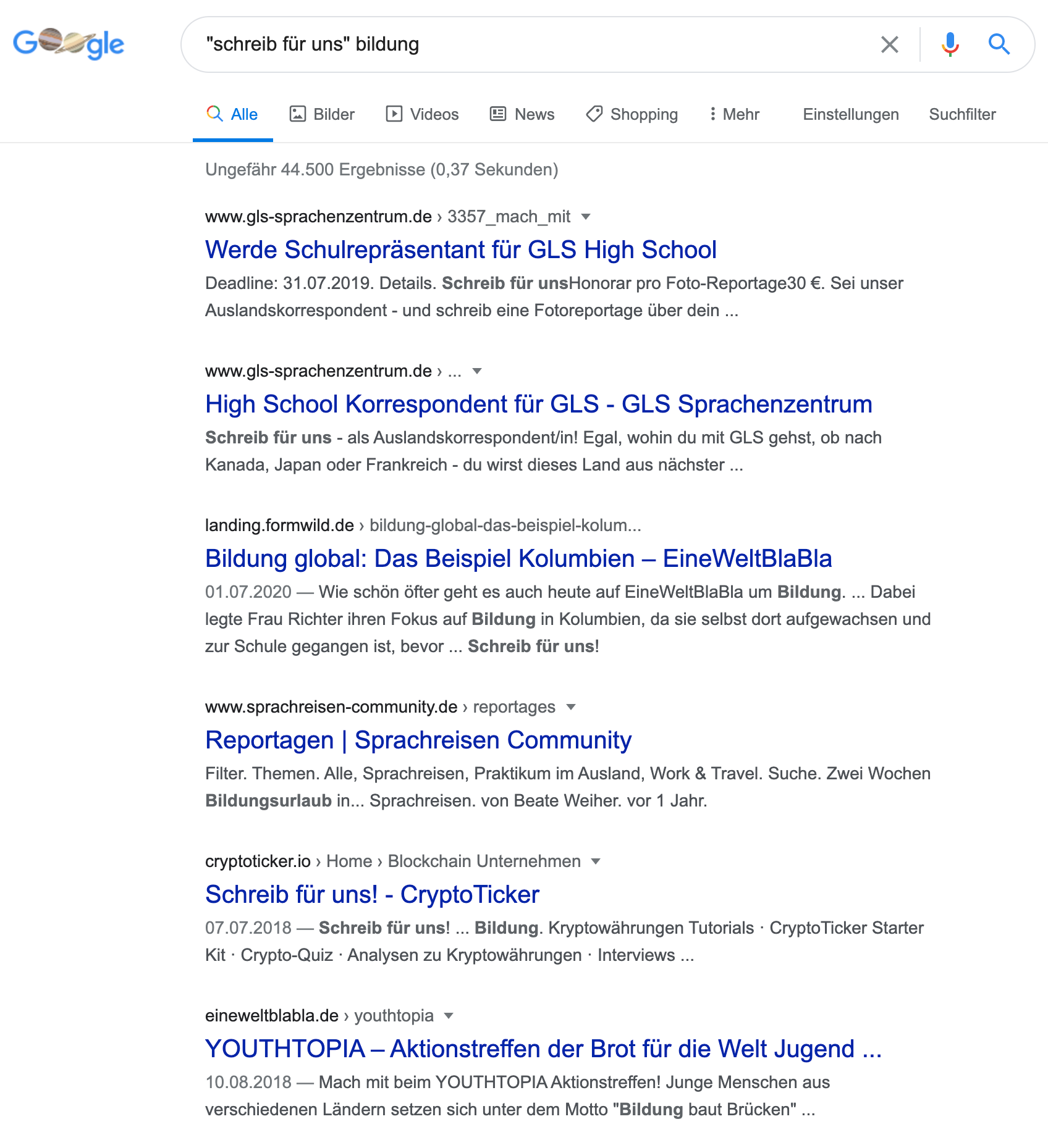 Schreib für uns in den SERPs für den Backlinkaufbau
