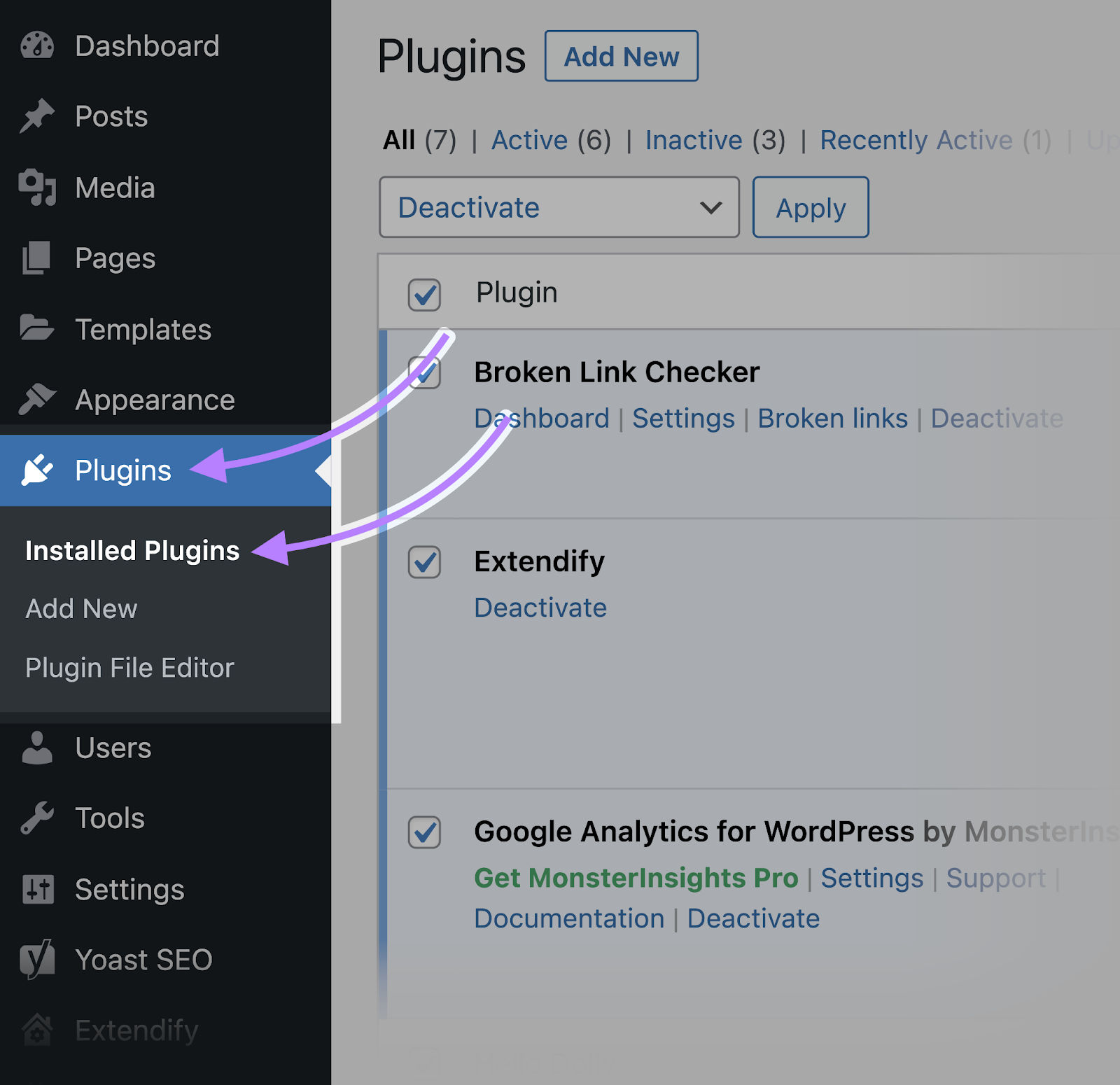 Navigate to “Installed plugins”