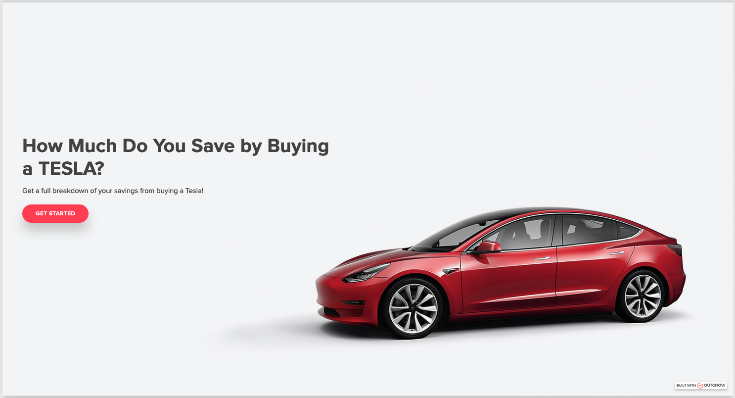 Tesla cost calculator on Outgrow