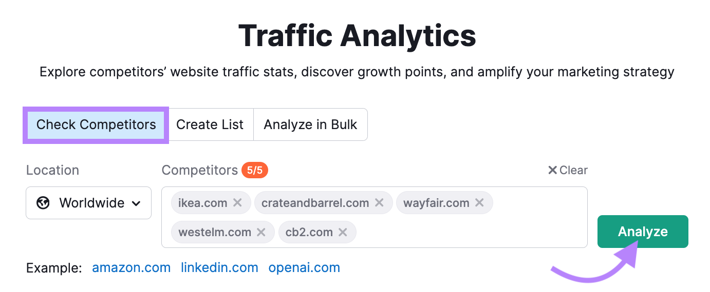 Traffic Analytics tool