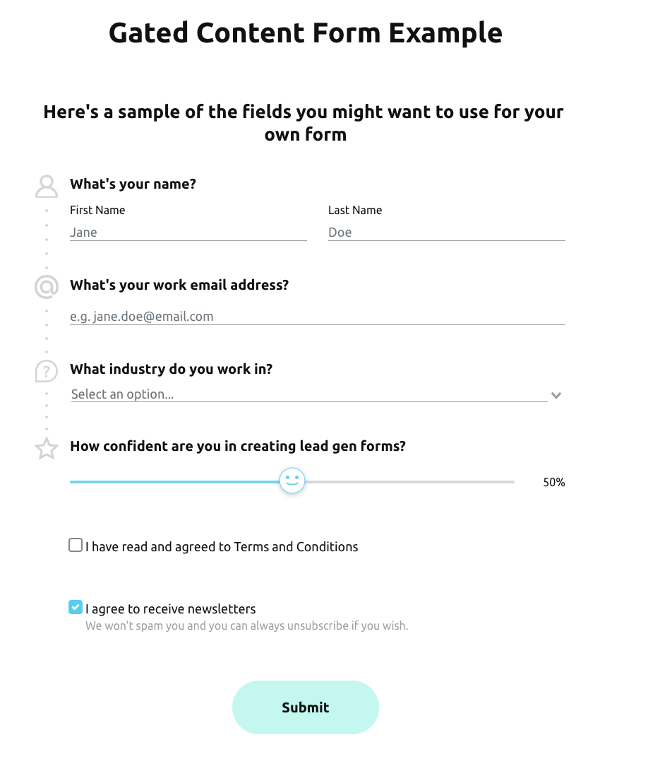 "Gated Content Form Example" preview