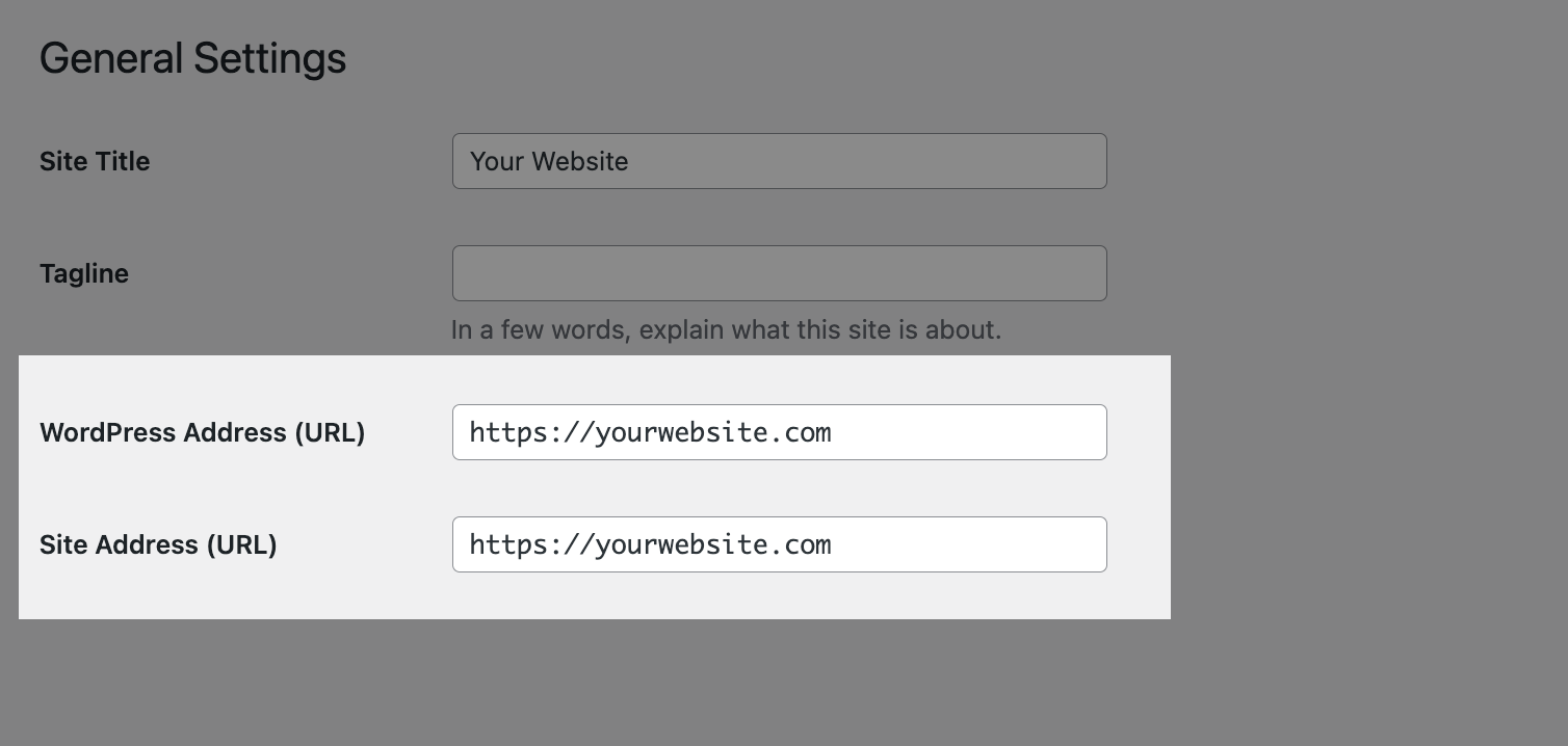 preferred URL settings wordpress