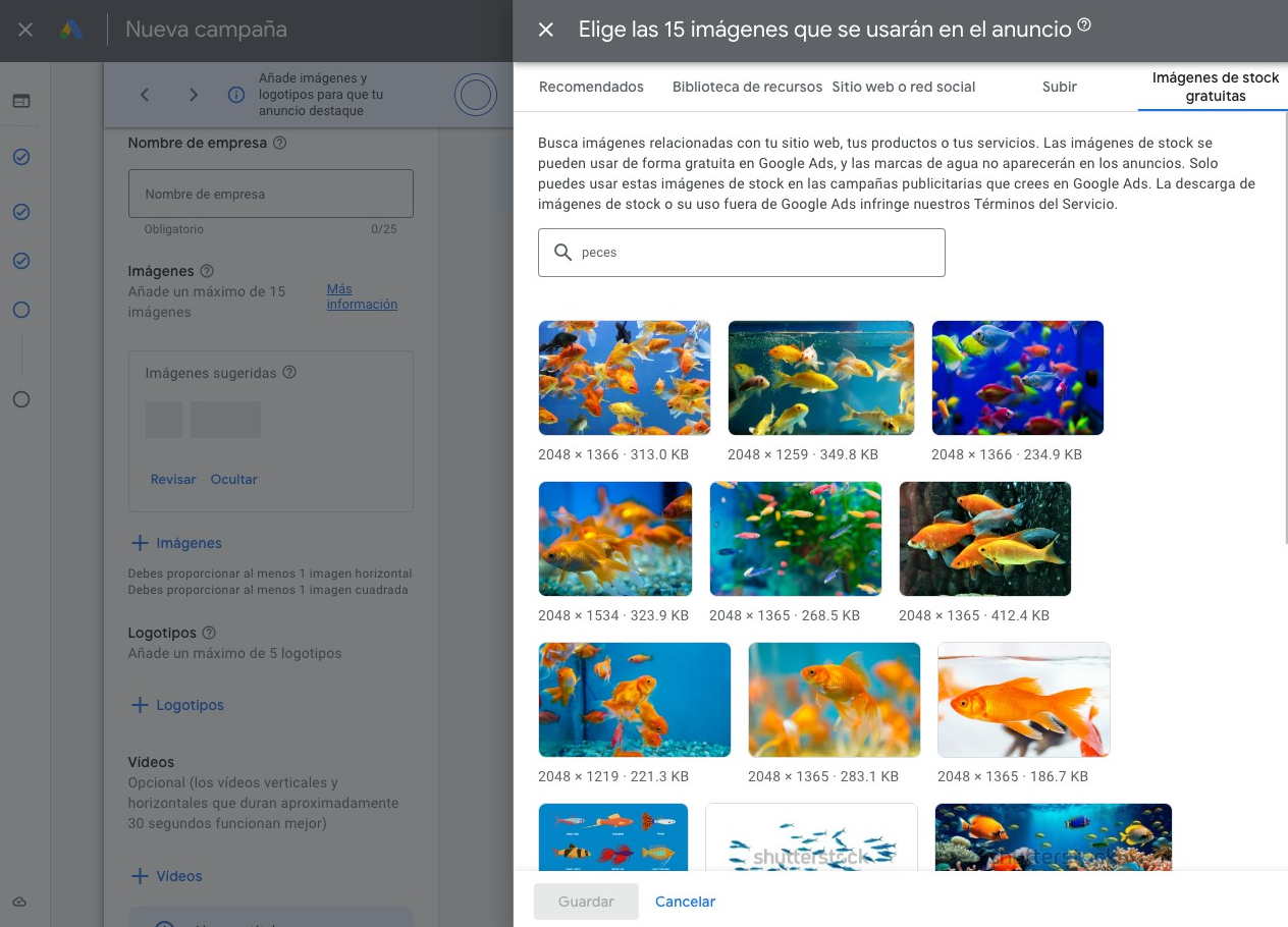 Elegir imágenes para las campañas en Google Ads