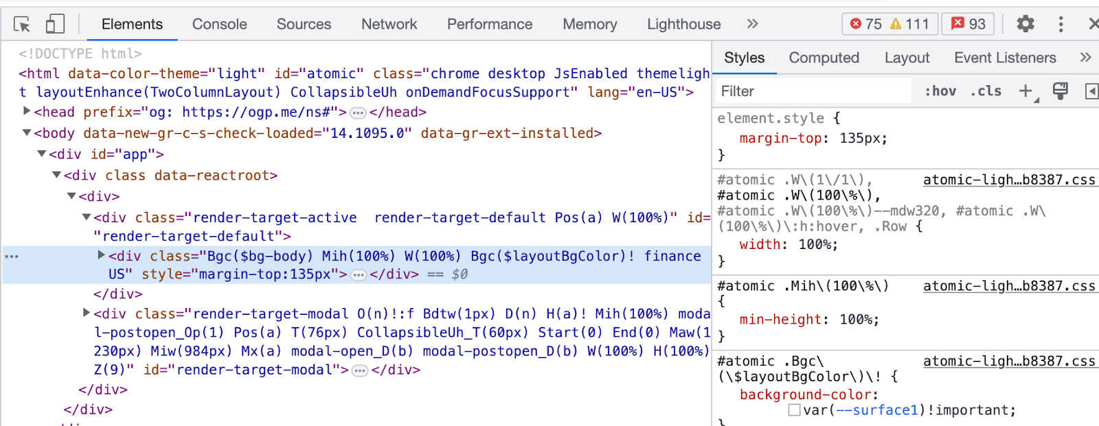 DevTools panel