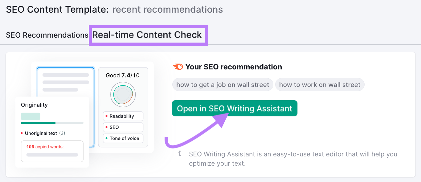 “Real-time Content Check” tab highlighted