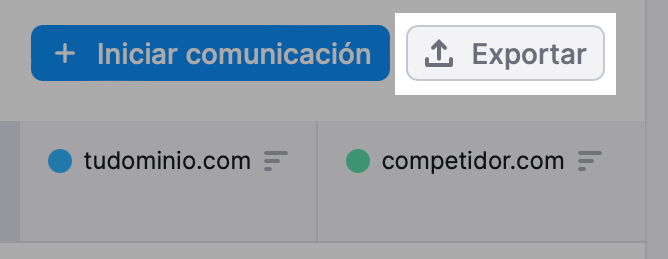 Exportar la información de Brecha de backlinks de Semrush