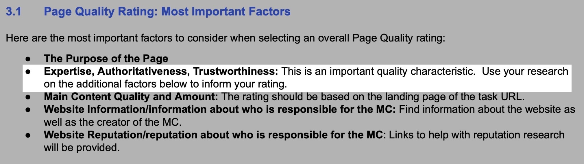page quality guidelines