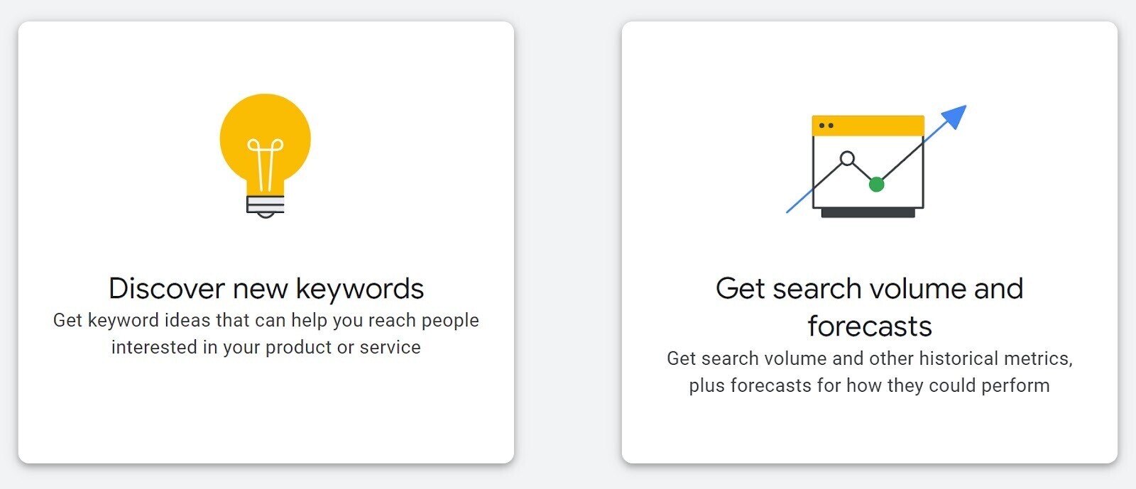 Google Keyword Planner use options