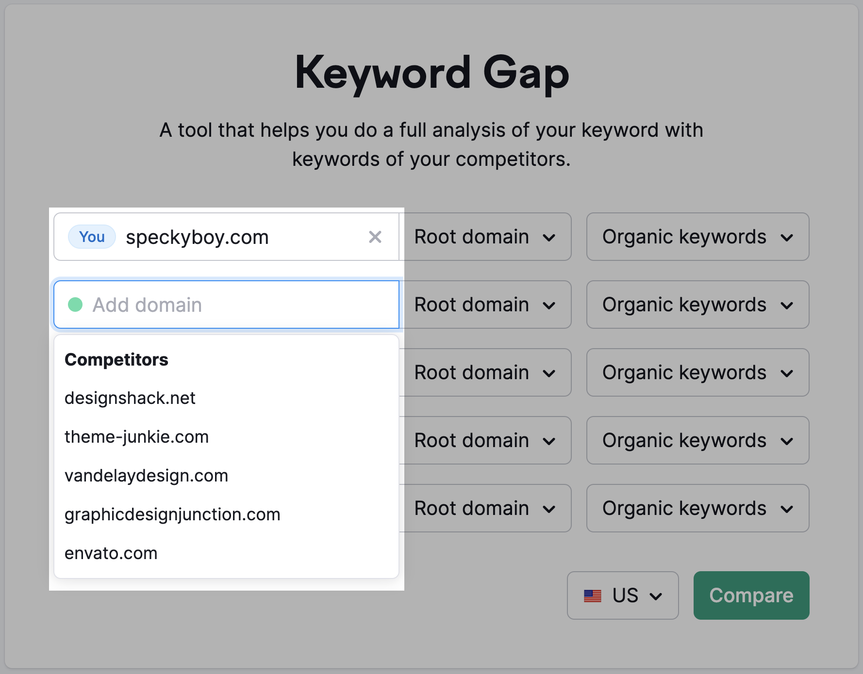 keyword gap step 1