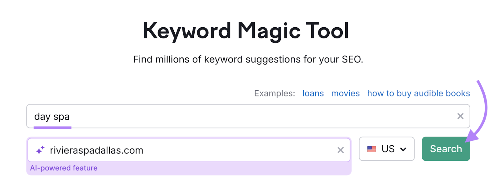 keyword and domain are entered into nan tool