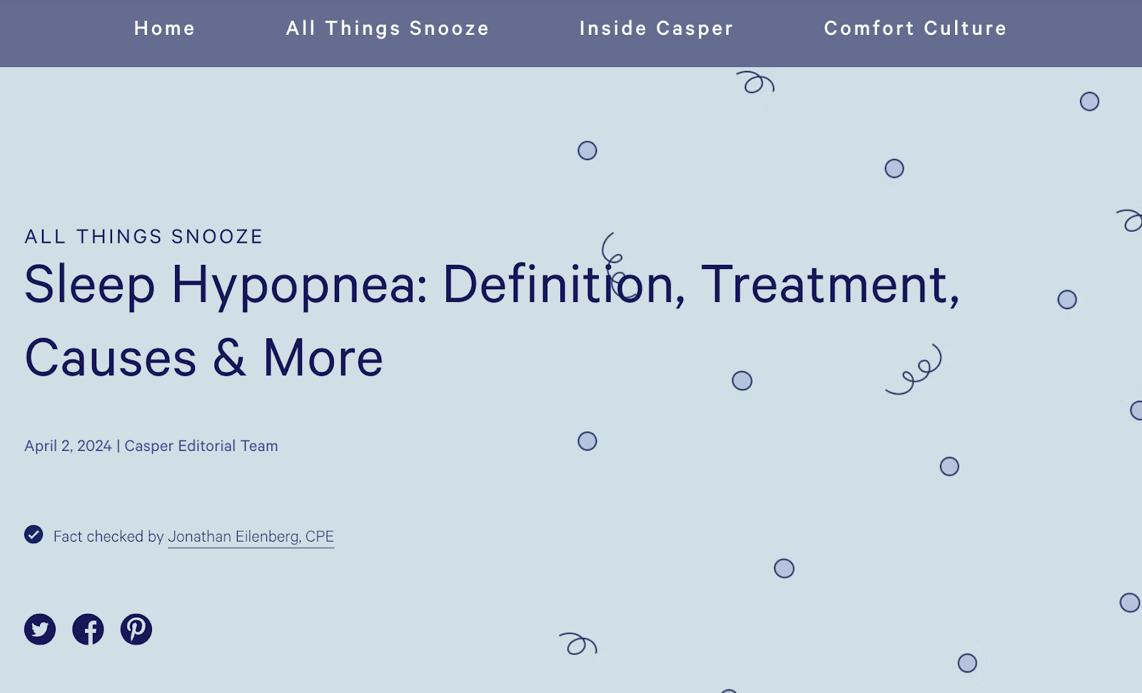 a blog post about sleep hypopnea from Casper