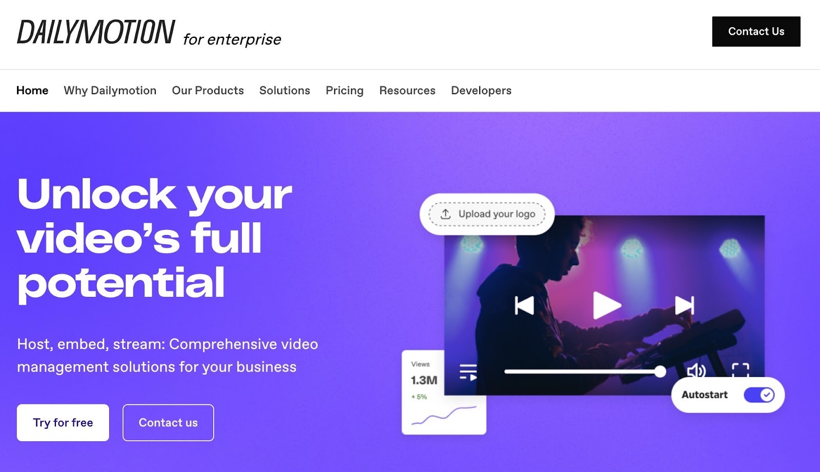 Dailymotion for enterprise page