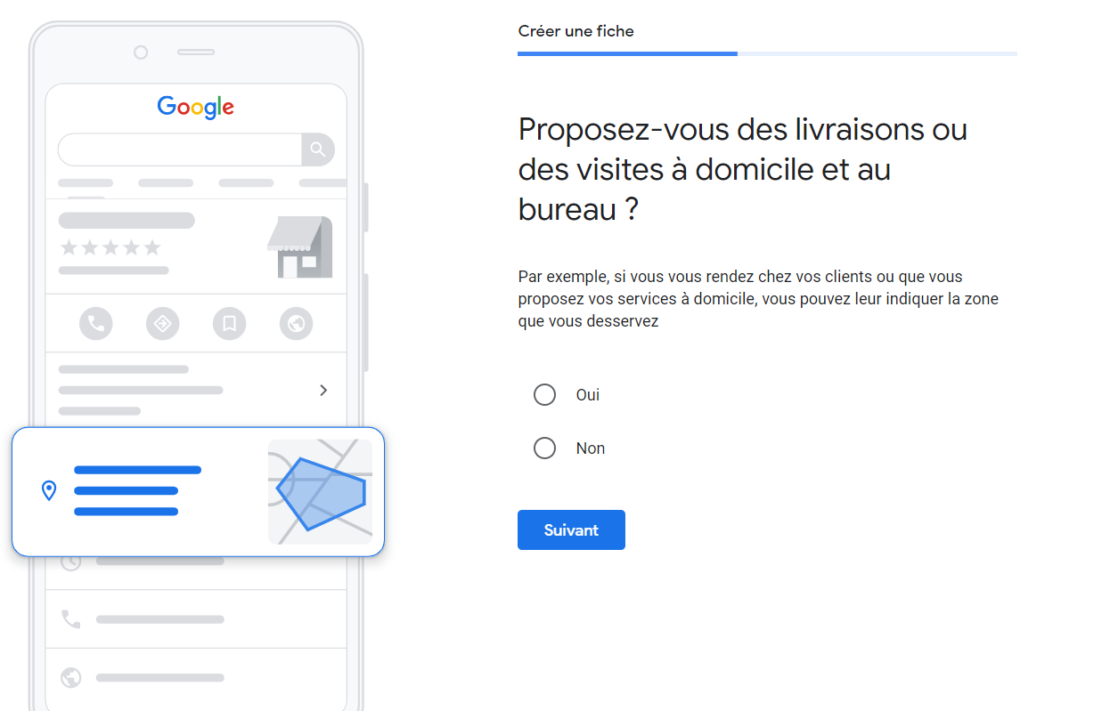 Google Business Profile - livraisons ou des visites à domicile ou au bureau