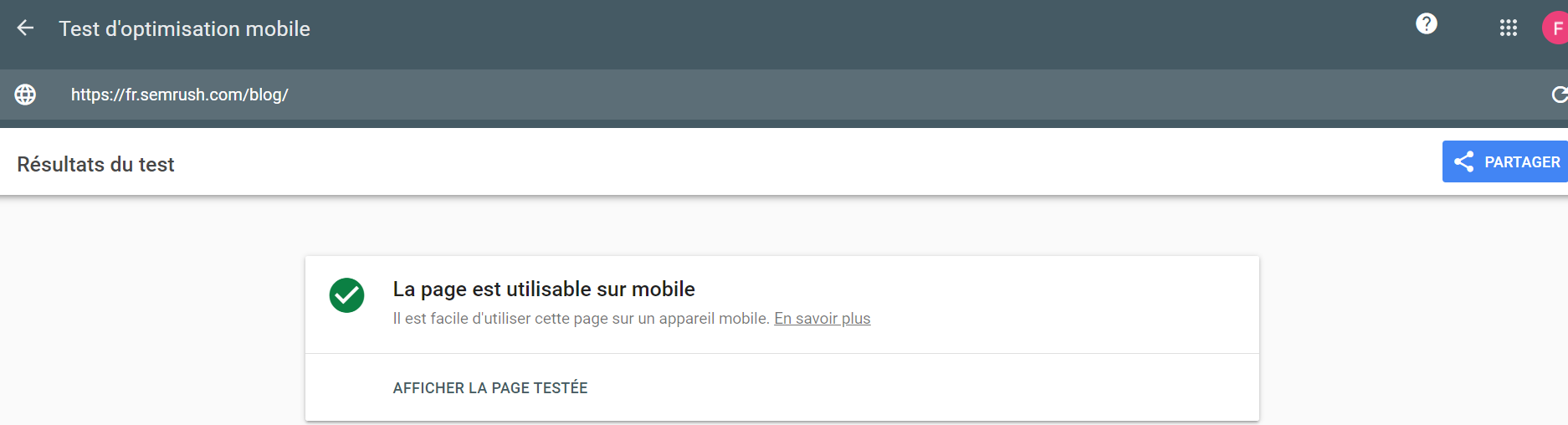 Test d'optimisation mobile, Google