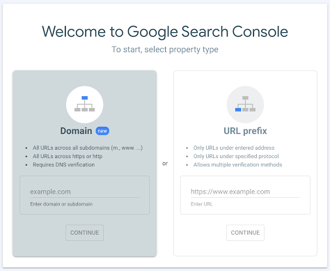 "Welcome to Google Search Console" window