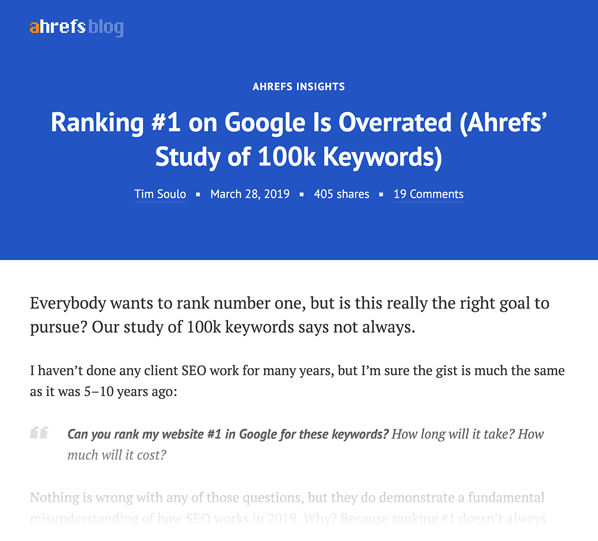 Ahrefs-Studie: Platz-1-Rankings überbewertet