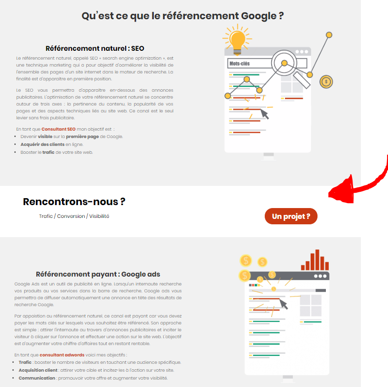 Call to action milieu de page