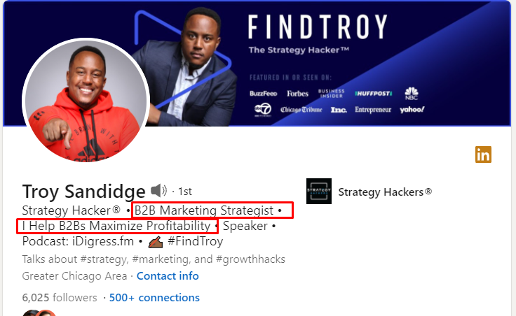 Troy Sandidge LinkedIn Page