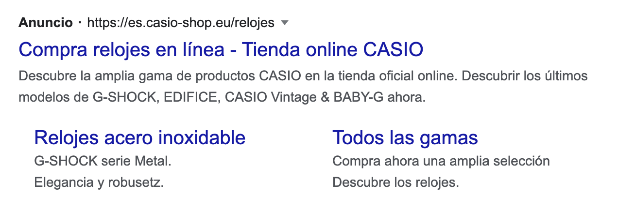 extensiones de enlace de sitio