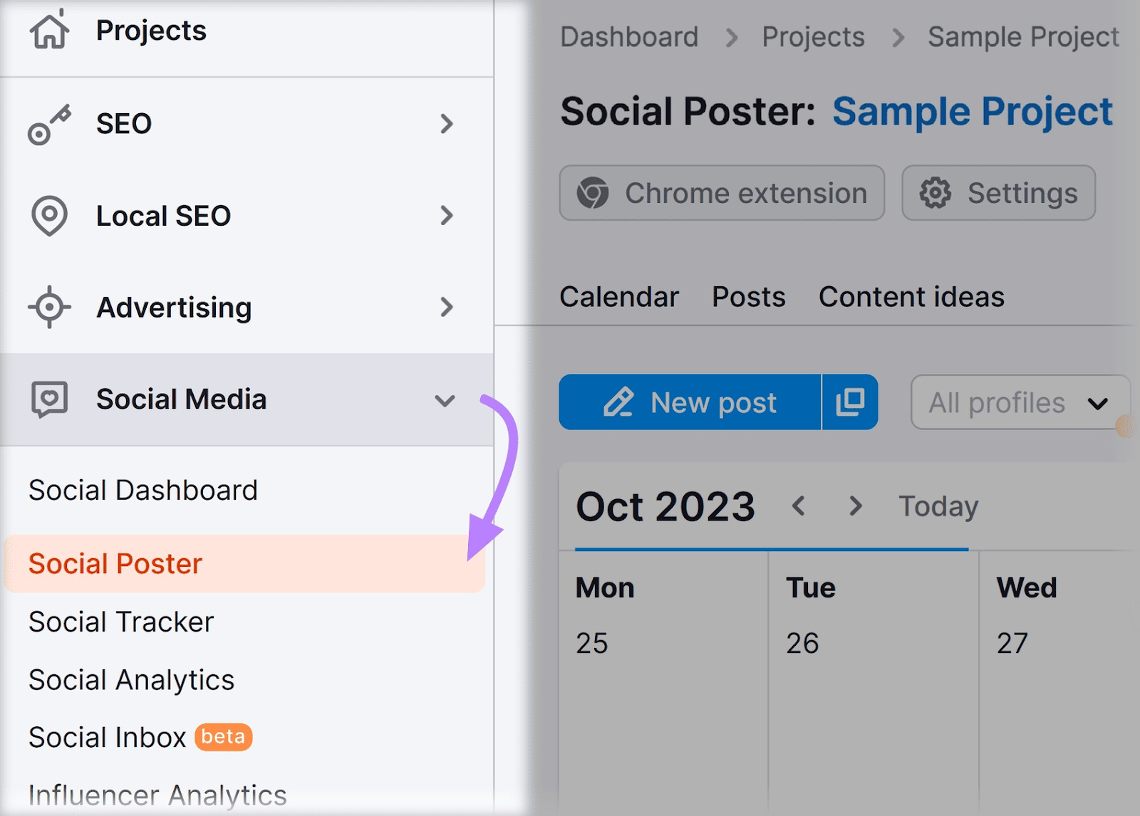 “Social Poster” selected form the sidebar