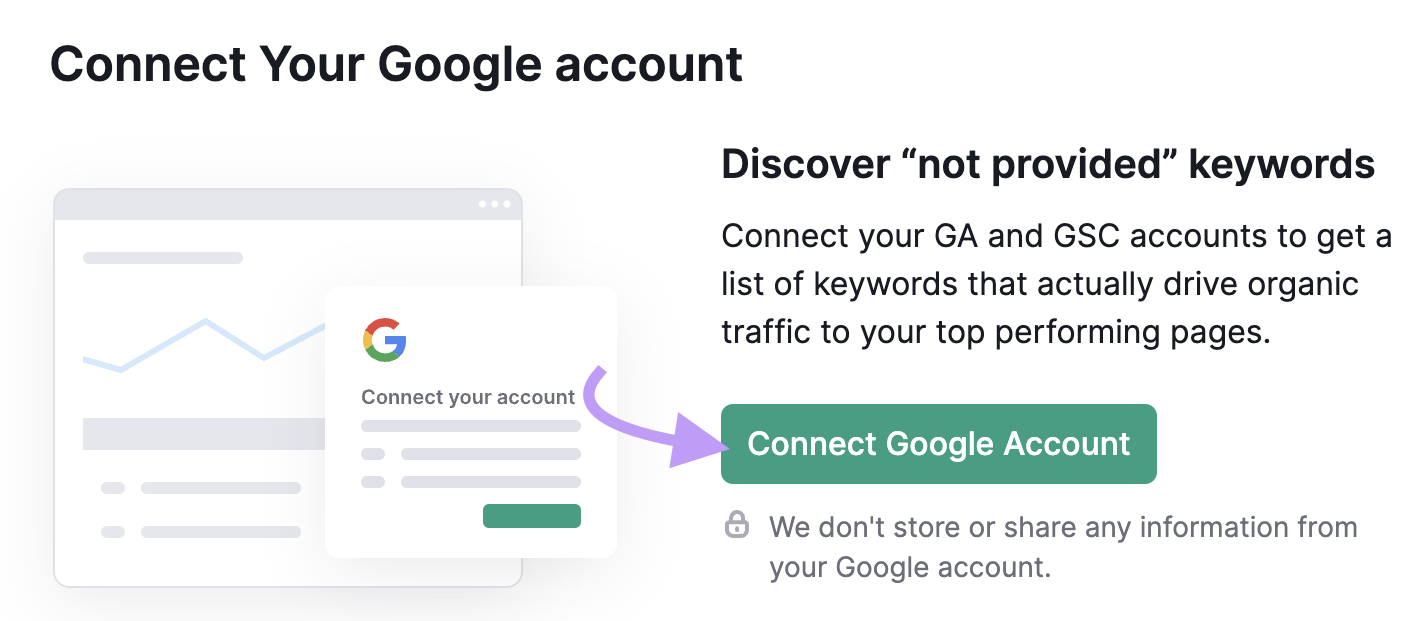 connect your google account to Organic Traffic Insights tool