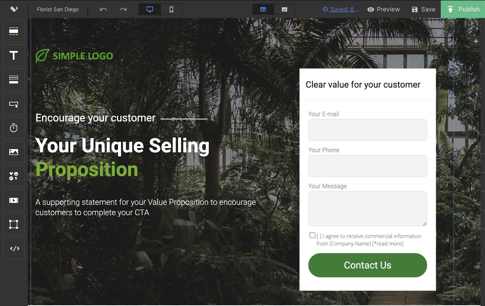 a mockup of a landing leafage   successful  Landing Page Builder