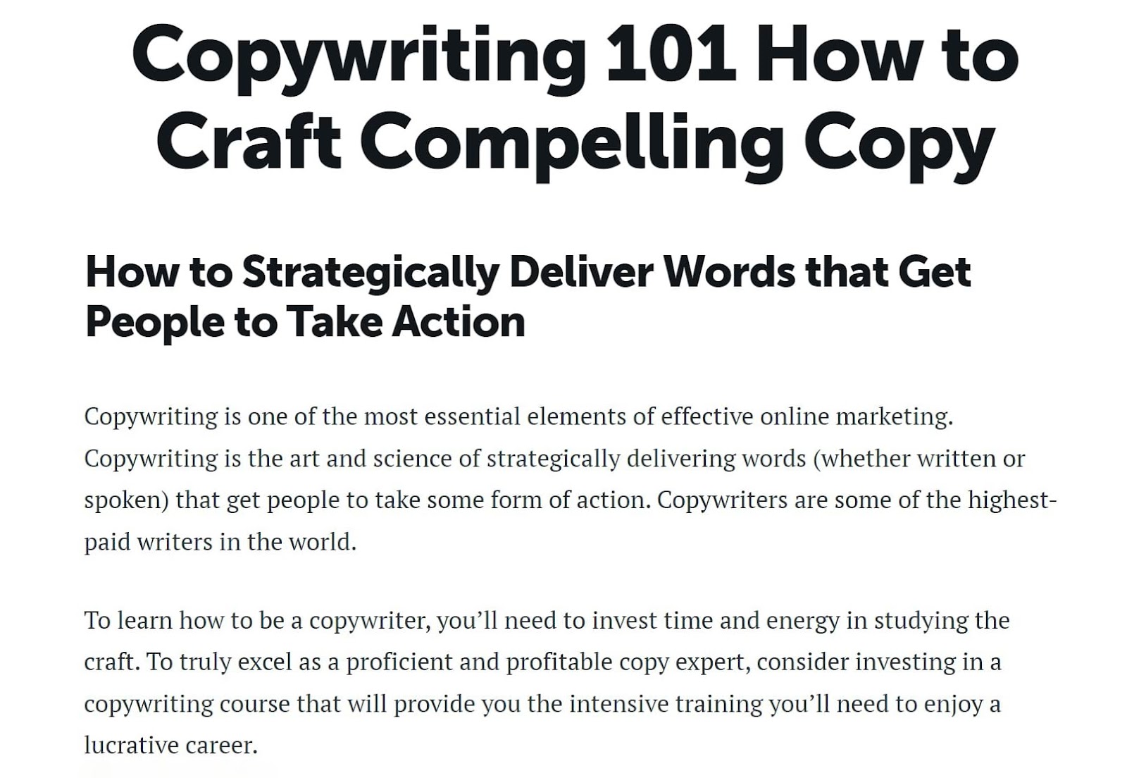 “Copywriting 101 How to Craft Compelling Copy” ebook